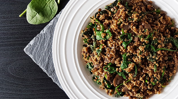 Lentil, mushroom and spinach couscous