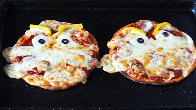Scary mummified pizzas Halloween