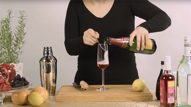 Gently pour sparkling wine